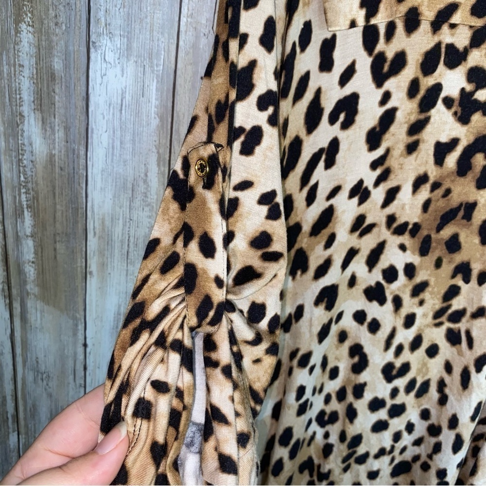 Calvin Klein Leopard High Low Blouse - Picture 3 of 6